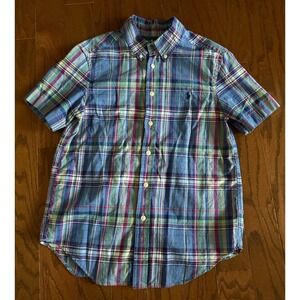 Polo Ralph Lauren Short Sleeve Button Up Plaid Shirt Boys Medium (10/12) Madras